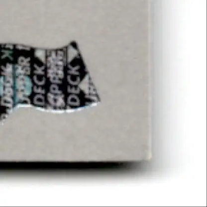 Grey card with partially peeled black and white sticker from 1997 Upper Deck Racing Loy Allen #117a