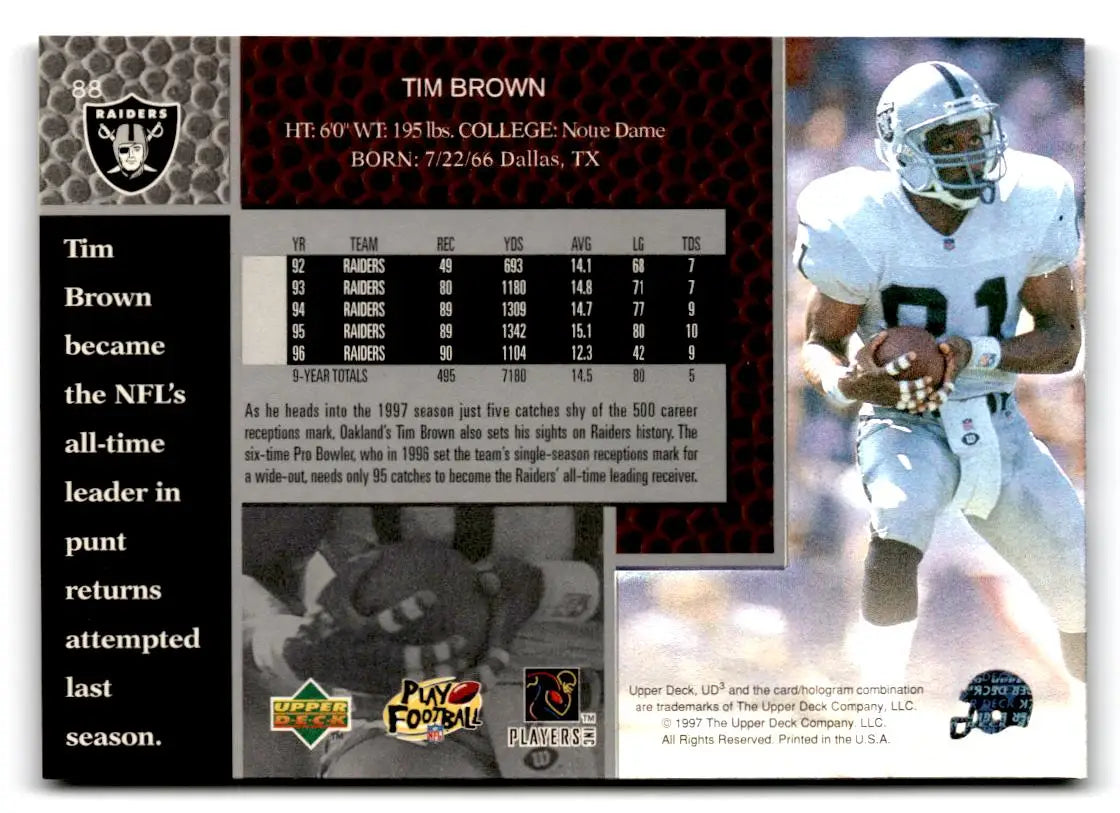 1997 Upper Deck UD3 #88 Tim Brown - Collectible Trading Card