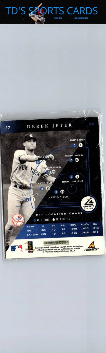 1997 Zenith #17 Derek Jeter baseball card from popular trading cards collection