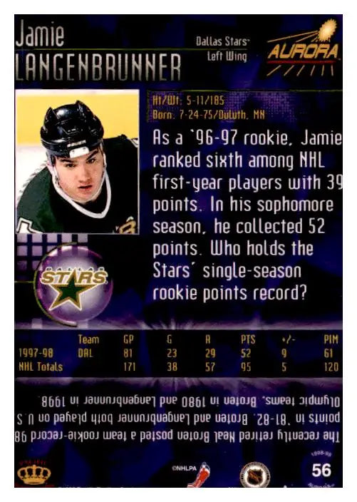 1998-99 Pacific Aurora #56 Jamie Langenbrunner - Trading Cards