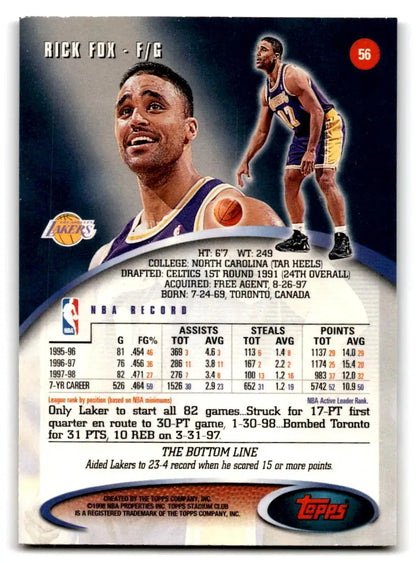 1998-99 Stadium Club #56 Rick Fox - Trading Card