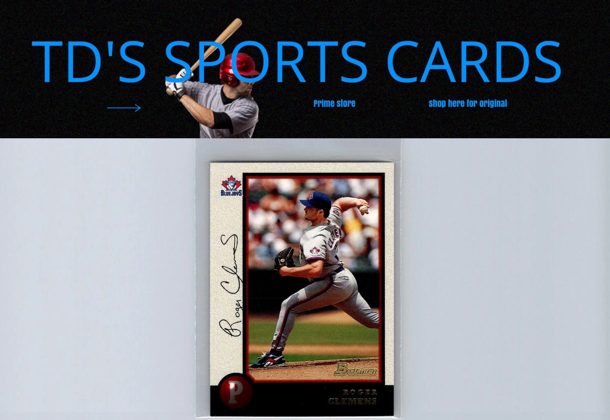 Roger Clemens baseball card from 1998 Bowman series featuring Roger Clemens portrait