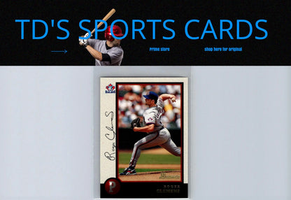 Roger Clemens baseball card from 1998 Bowman series featuring Roger Clemens portrait