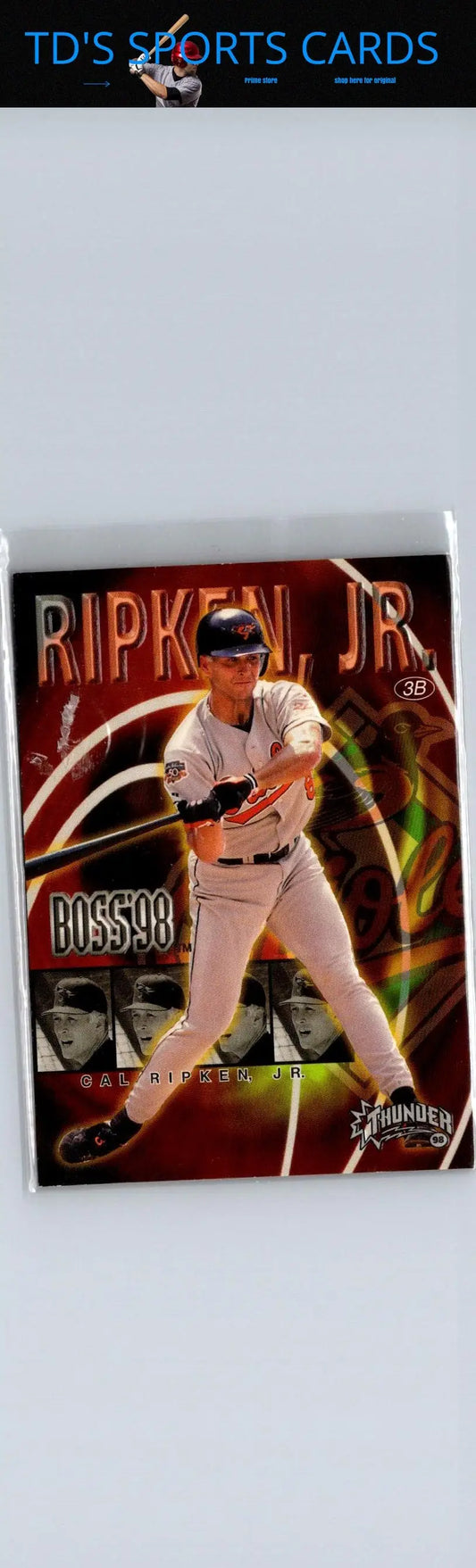 Baseball trading card featuring Cal Ripken Jr from the 1998 Boss series 16B Cal Ripken
