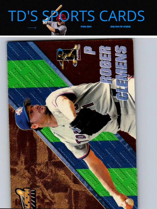 Roger Clemens baseball card from 1998 Pacific Aurora Clemens Pennant Fever series