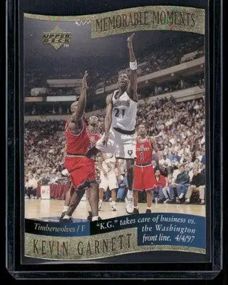 1998 Upper Deck Memorable Moments Kevin Garnett #5 of 10 Basketball - Basketball Card