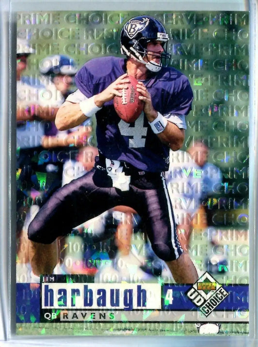 Jim Harbaugh trading card from 1998 Upper Deck PRIME UD Choice Baltimore Ravens collection