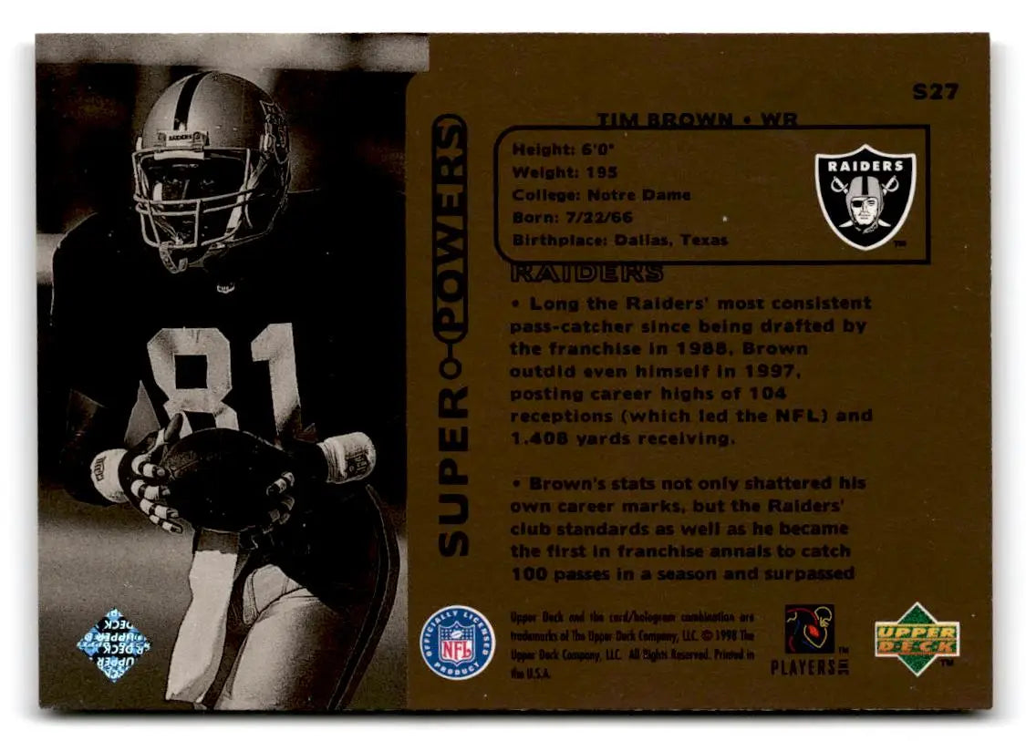 1998 Upper Deck #S27 Tim Brown Super Powers - Trading Cards