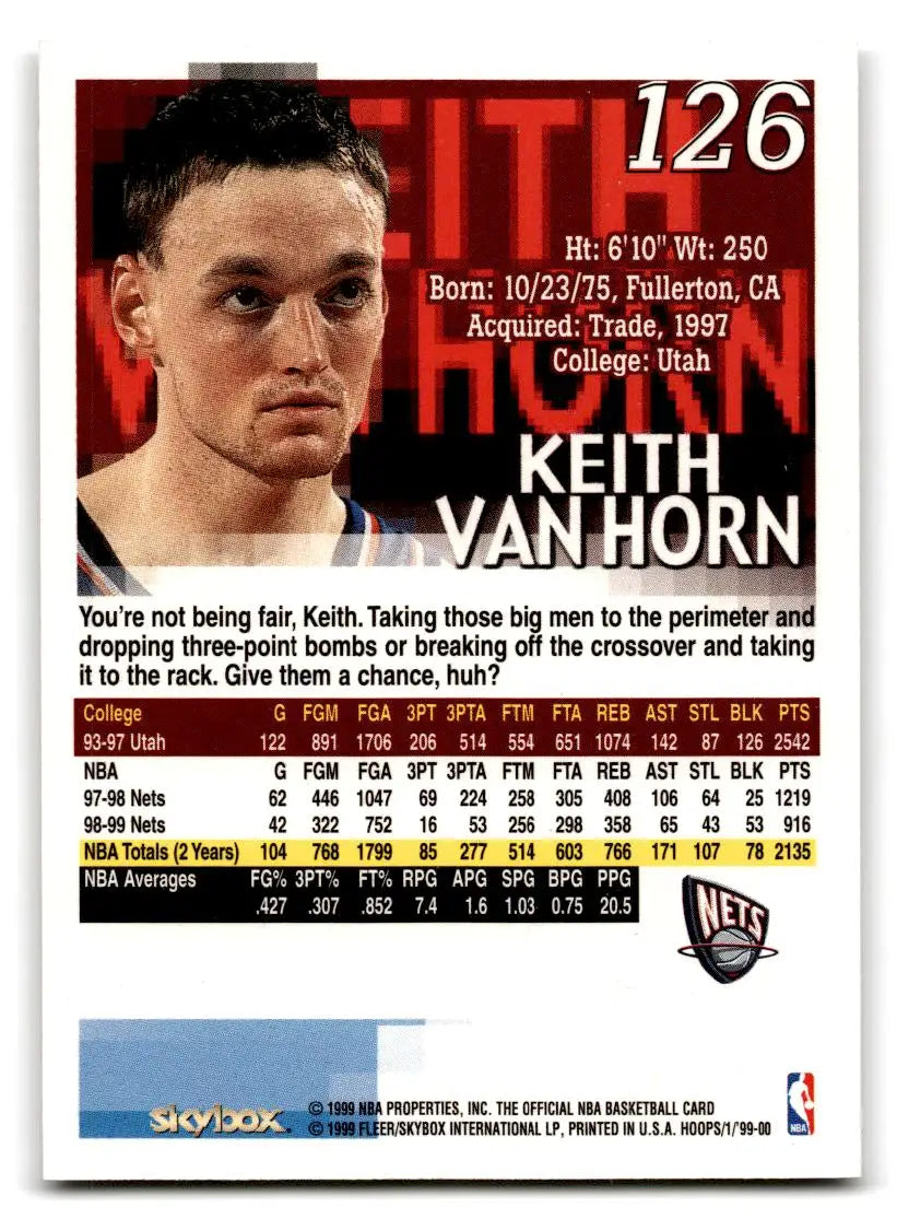 1999-00 Hoops #126 Keith Van Horn - Trading Cards