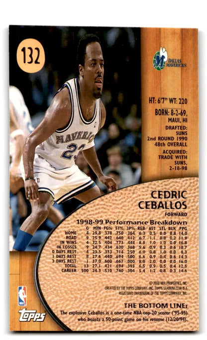 1999-00 Stadium Club #132 Cedric Ceballos - Trading Card