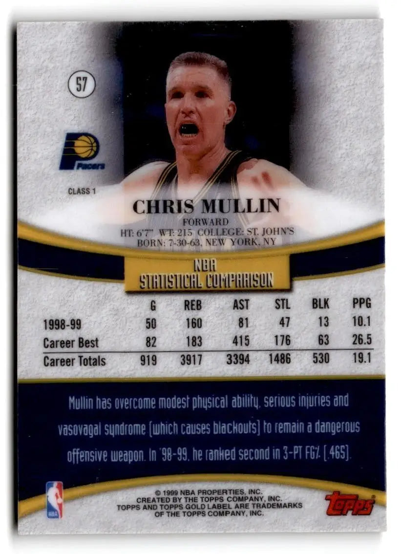 1999-00 Topps Gold Label #57 Chris Mullin basketball card for collectors and fans
