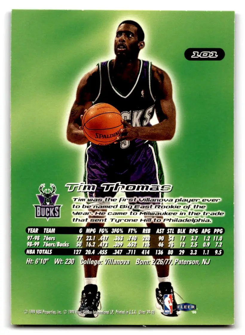 1999-00 Ultra #101 Tim Thomas - Trading Card
