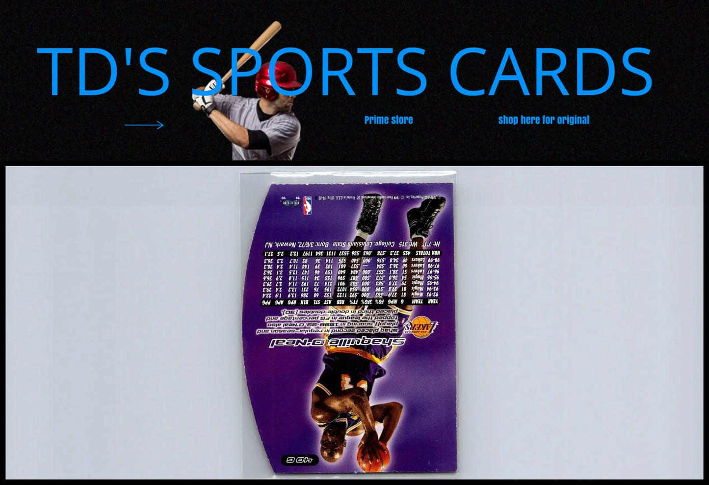 Upside-down 1999-00 Ultra 40G Shaquille O’Neal Gold Medallion basketball card