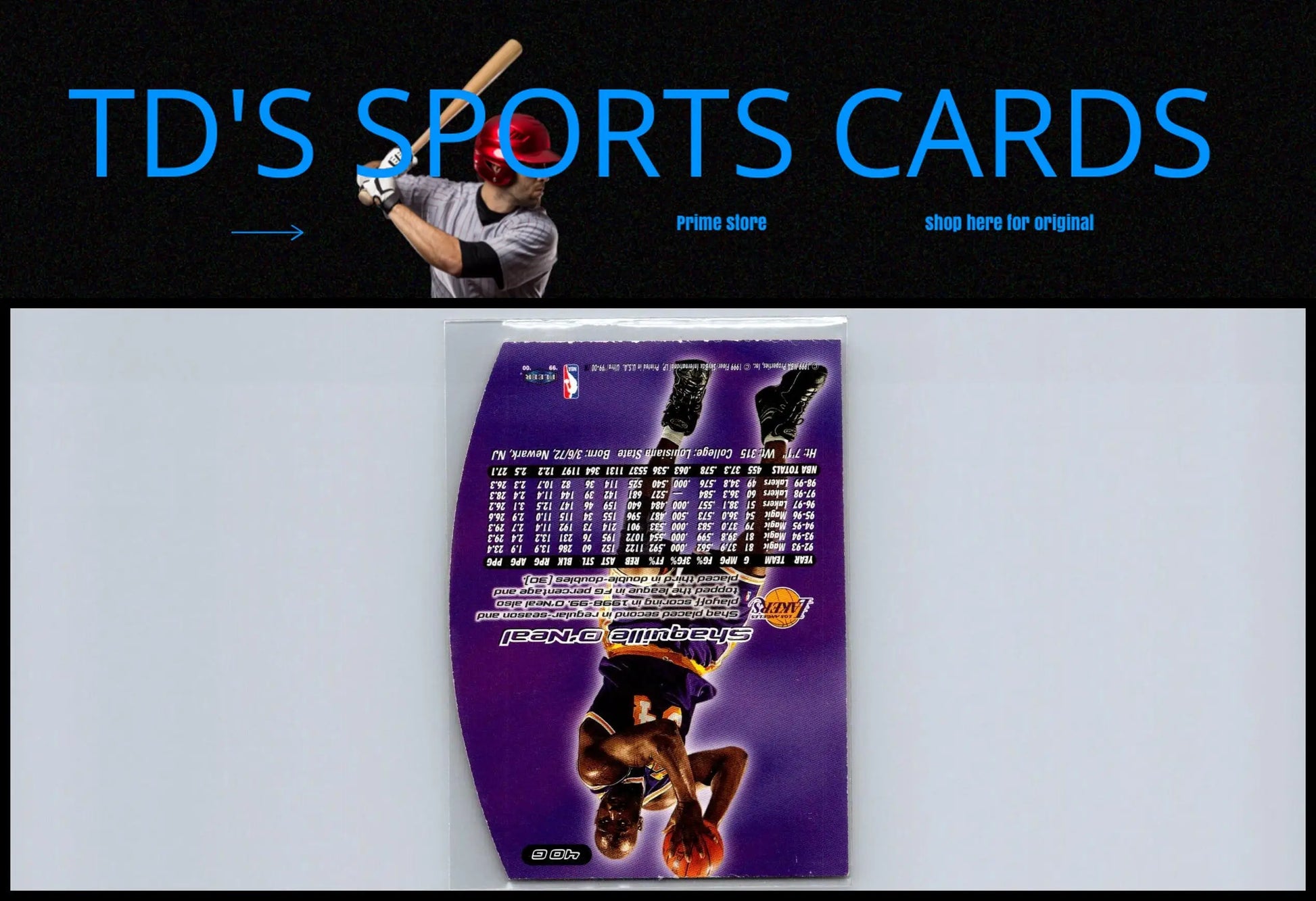 Upside-down 1999-00 Ultra 40G Shaquille O’Neal Gold Medallion basketball card