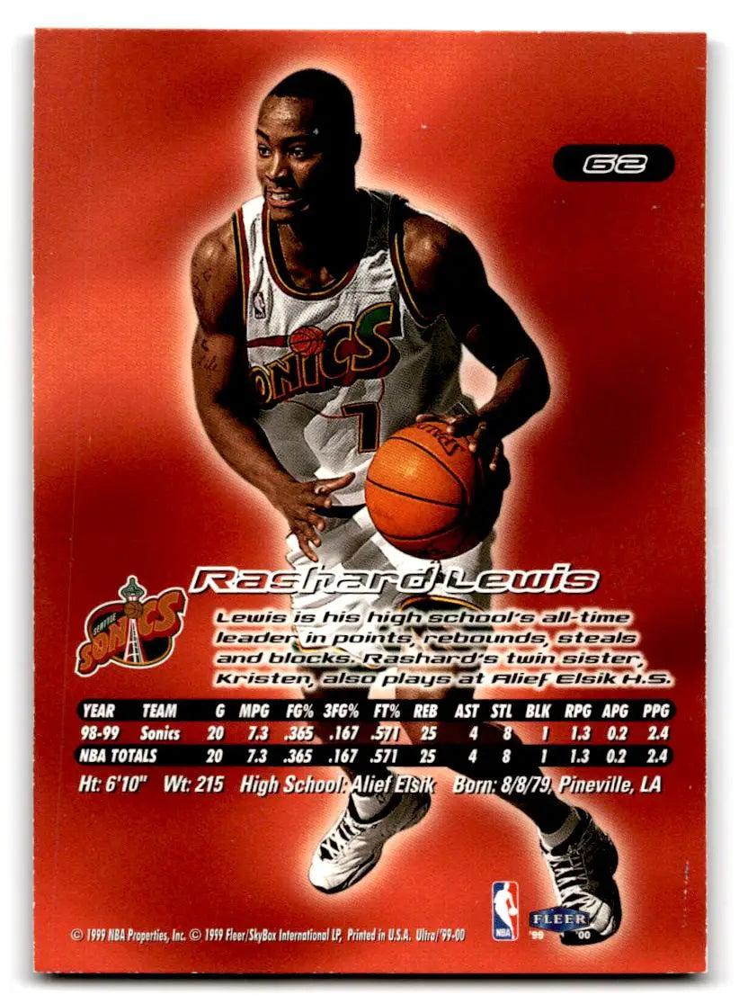 1999-00 Ultra #62 Rashard Lewis - Trading Cards