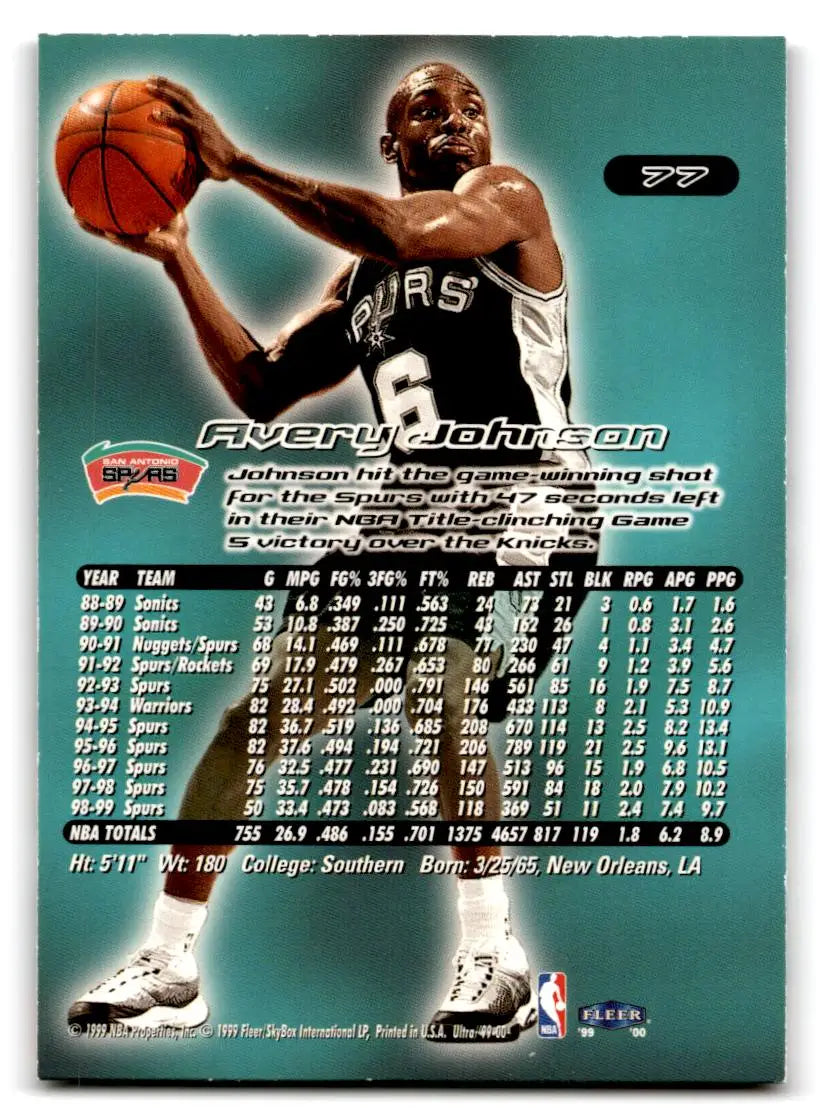 1999-00 Ultra #77 Avery Johnson - Trading Card