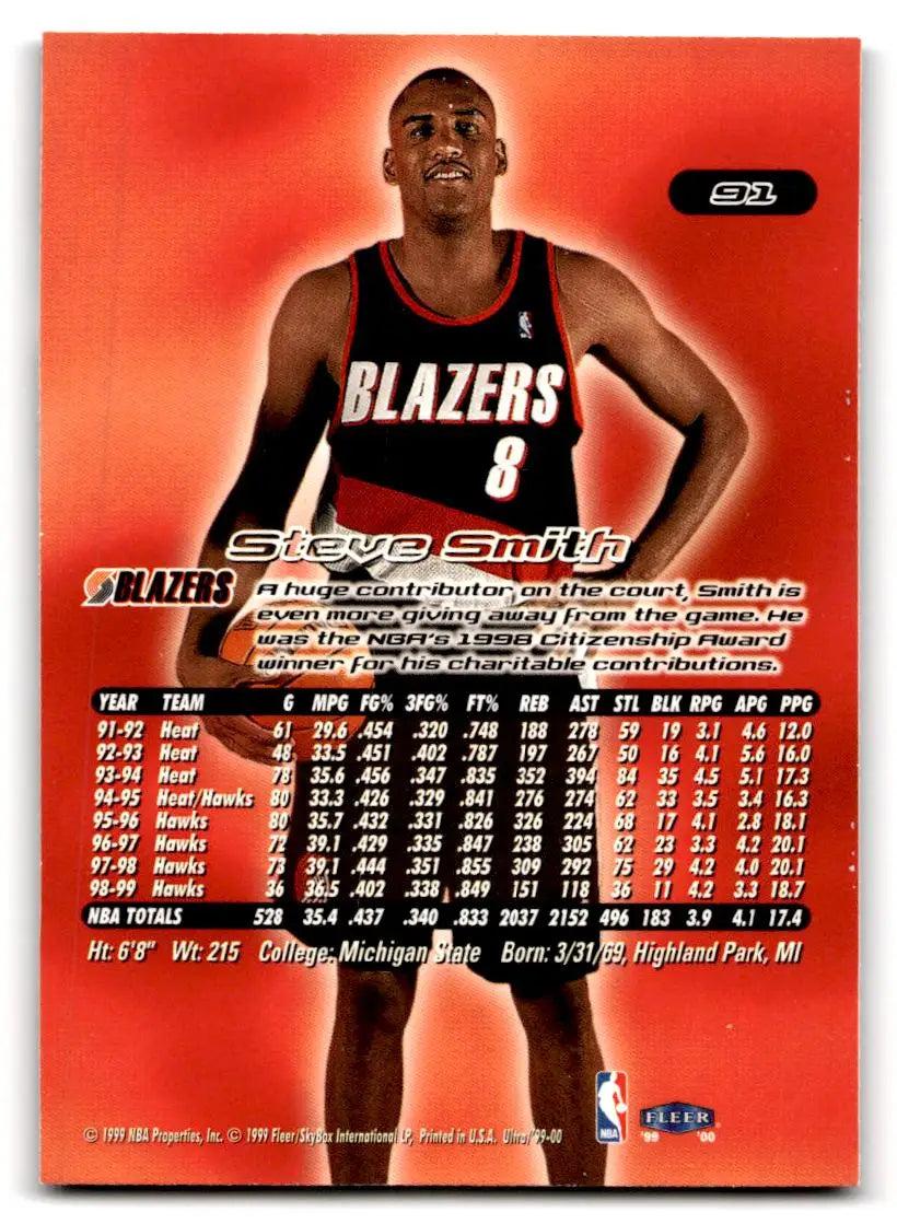 1999-00 Ultra #91 Steve Smith - Trading Cards