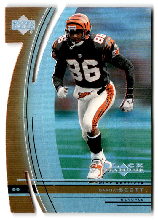 Darnay Scott football card with black diamond diamond cut from 1999 Black Diamond Diamond Cut series