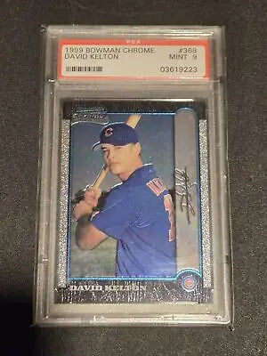 Encased David Kelton baseball card from 1999 Bowman Chrome PSA 9 collection