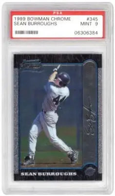 Graded 1999 Bowman Chrome Sean Burroughs baseball card PSA 9 featuring chrome Sean Burroughs