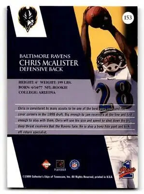 Chris McAlister trading card from 1999 Collector’s Edge First Place set