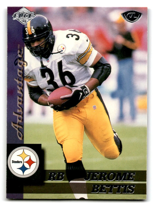 1996 Edge Football Advantage Jerome Bettis trading card from 1999 Collector’s Edge Football Advantage series