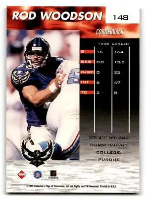 Rod Woodson football card from 1999 Collector’s Edge Fury trading cards collection