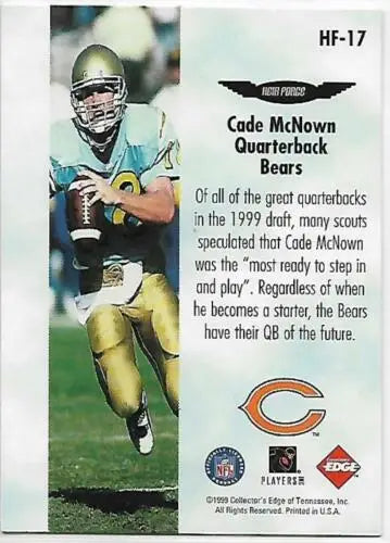 Cade McNown football card featuring original gloss from 1999 Collector’s Edge Fury Heir Force