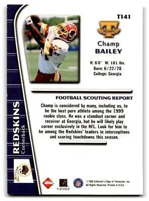 Champ Bailey 1999 Collector’s Edge Triumph T141 Football Card for collectors