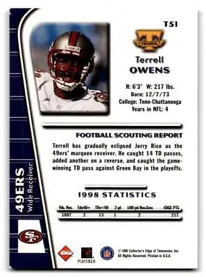 1999 Collector’s Edge Triumph T51 Terrell Owens football card for collectors