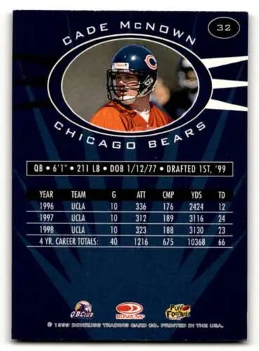 Cade McNown Chicago Bears football card from 1999 Donruss Preferred QBC with original gloss