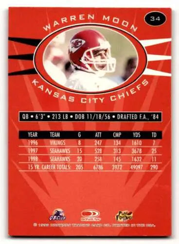Warren Moon Kansas City Chiefs card from 1999 Donruss Preferred QBC with original gloss