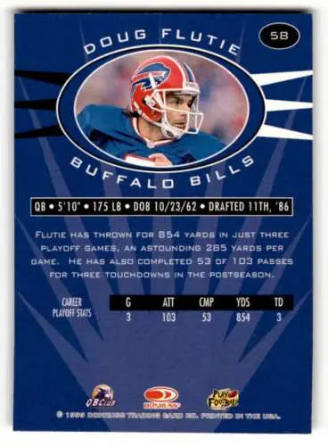 Doug Flutie Buffalo Bills football card, Original Gloss, Donruss Preferred QBC #58