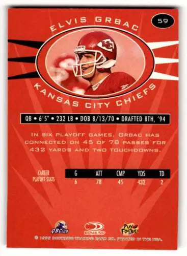 Elvis Grbac Kansas City Chiefs football card from 1999 Donruss Preferred QBC original gloss