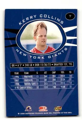 Kerry Collins 1999 Donruss Preferred QBC original gloss New York Giants football card