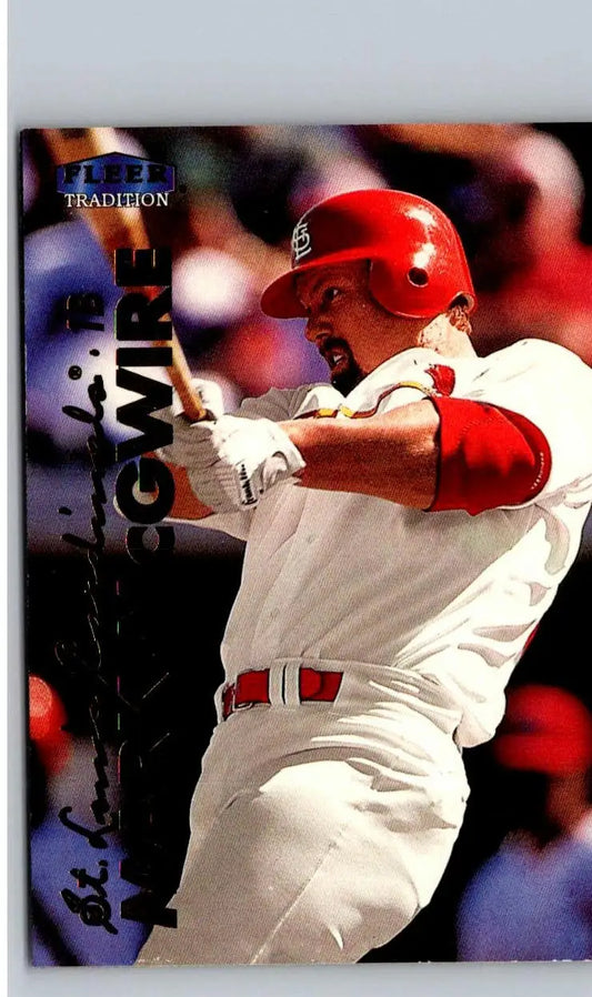 Baseball trading card featuring Mark McGwire in St. Louis Cardinals uniform from Fleer Spectra Star series