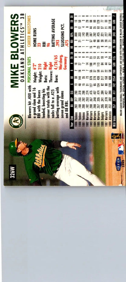 Baseball trading card featuring Mike Blowers of Oakland Athletics from Fleer Spectra Star