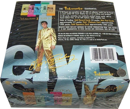 CD box set of 1999 Inkworks Elvis The Platinum Collection featuring iconic performer in gold suit