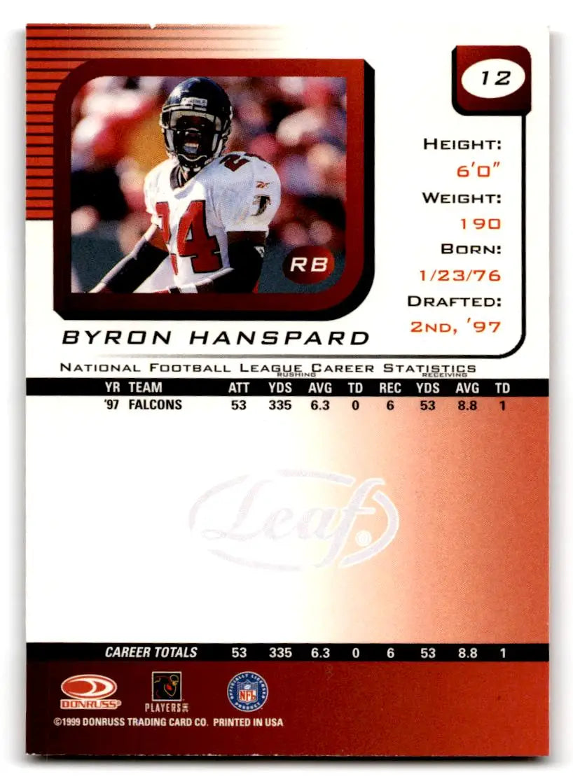 1999 Leaf Rookies & Stars #12 Byron Hanspard - Trading Card
