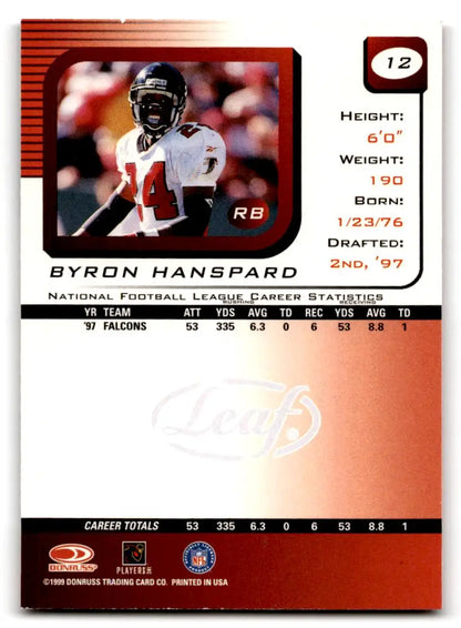 1999 Leaf Rookies & Stars #12 Byron Hanspard - Trading Card