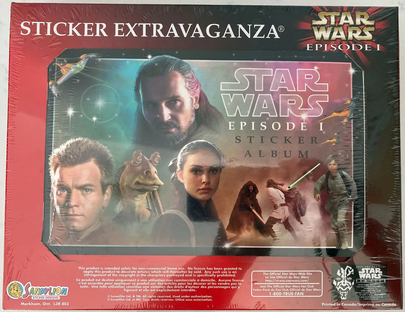 Star Wars Episode I Sandylion Sticker Extravaganza Box with album and character stickers