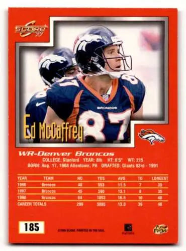 1999 Score #185 Ed McCaffrey Denver Broncos football card original gloss EX/NM