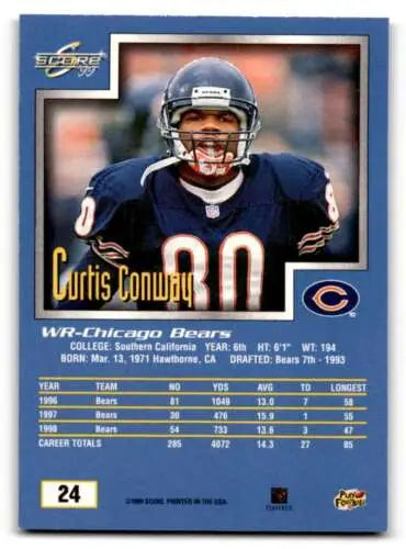 Curtis Conway Chicago Bears football card, original gloss 1999 Score #24 EX/NM