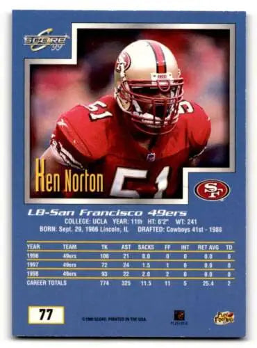 Ken Norton San Francisco 49ers football card with original gloss in EX/NM condition