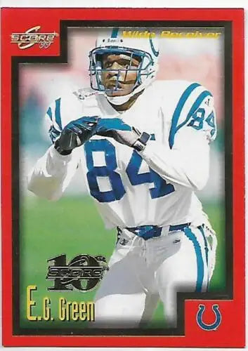 E.G. Green football card from 1999 Score Showcase with original gloss near mint condition