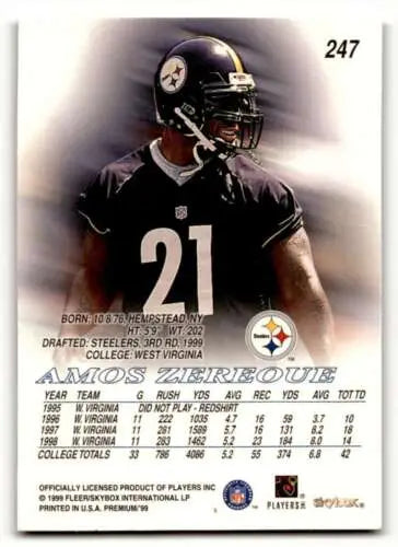Amos Zereoue Pittsburgh Steelers trading card with original gloss from 1999 SkyBox Premium