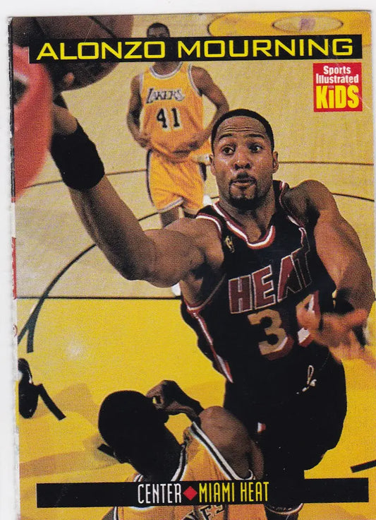 Alonzo Mourning Miami basketball card from 1999 Sports Illustrated for Kids featuring Mourning Miami Heat