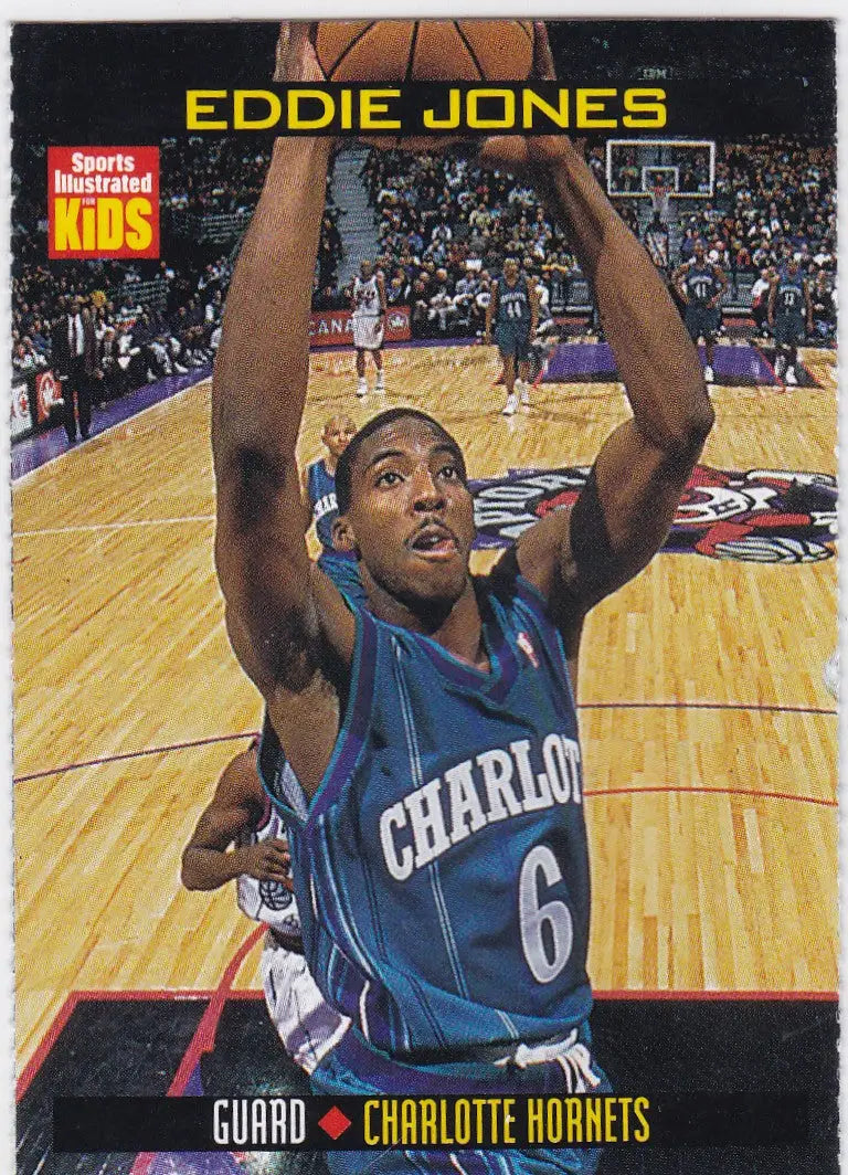 Eddie Jones Charlotte basketball card from 1999 Sports Illustrated for Kids edition