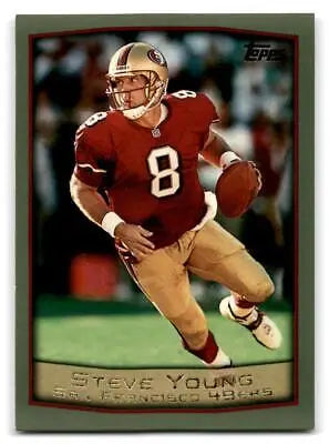 Steve Young 1999 Topps #150 trading card featuring the NFL legend in action
