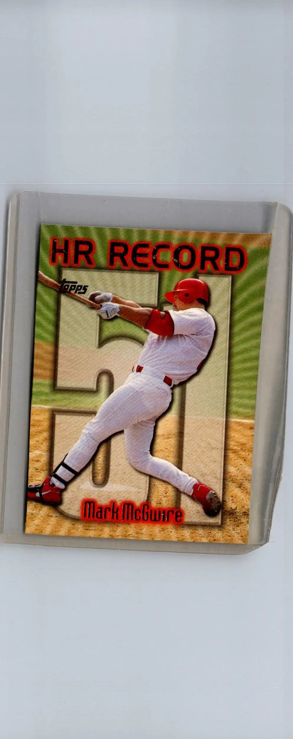 1999 Topps #220ay Mark McGwire HR 51 baseball card featuring Mark McGwire’s home run record